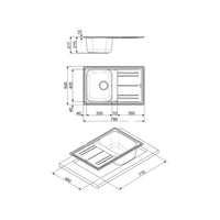 Lavello incasso 1 vasca e gocciolatoio reversibile 79x50 Smeg LZ791AL colore alluminio