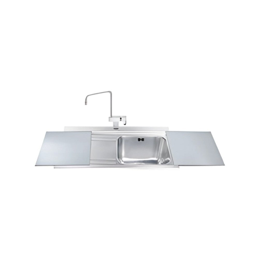 Lavello incasso 1 vasca e gocciolatoio sinistro con taglieri in vetro silver Smeg LI91SGS inox