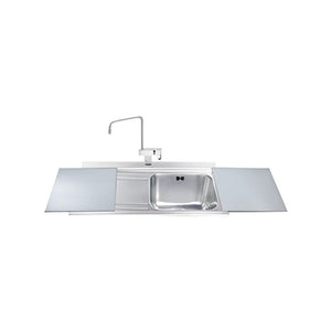 Lavello incasso 1 vasca e gocciolatoio sinistro con taglieri in vetro silver Smeg LI91SGS inox