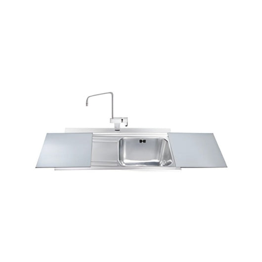 Lavello incasso 1 vasca e gocciolatoio sinistro con taglieri in vetro silver Smeg LI91SGS inox