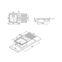 Lavello incasso 2 vasche e gocciolatoio destro 100x50 Smeg LTS102D2 inox spazzolato
