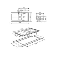 Lavello incasso 2 vasche e gocciolatoio reversibile 100x50 Smeg LC102P colore panna