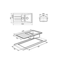 Lavello incasso 2 vasche e gocciolatoio reversibile 100x50 Smeg LS102T titanio
