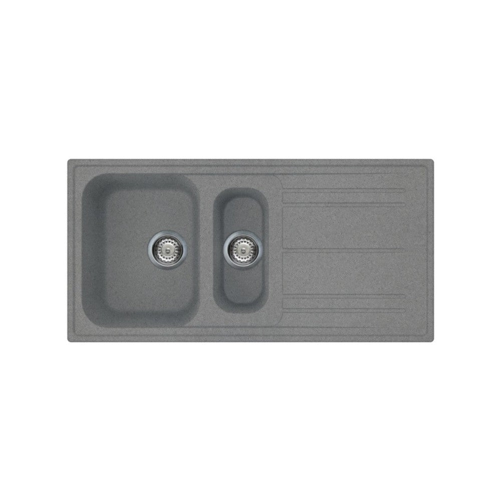 Lavello incasso 2 vasche e gocciolatoio reversibile 100x50 Smeg LZ102TT colore titanio