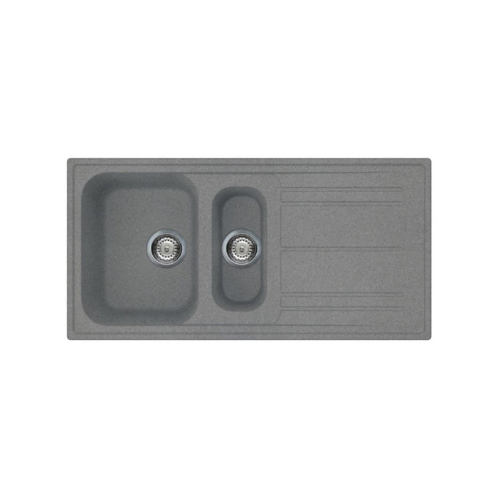 Lavello incasso 2 vasche e gocciolatoio reversibile 100x50 Smeg LZ102TT colore titanio