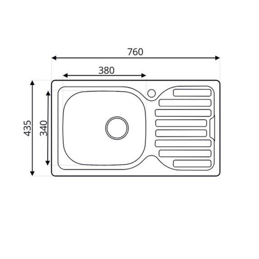 Lavello incasso cucina acciaio 76x43.5 una vasca e gocciolatoio destro SA07DX Samet