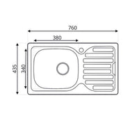 Lavello incasso cucina acciaio 76x43.5 una vasca e gocciolatoio sinistro SA07SX Samet