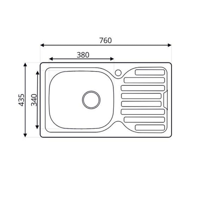 Lavello incasso cucina acciaio 76x43.5 una vasca e gocciolatoio sinistro SA07SX Samet
