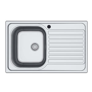 Lavello incasso cucina acciaio 79x50 cm una vasca e gocciolatoio destro Classic 273DX