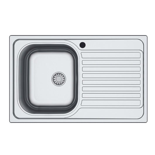 Lavello incasso cucina acciaio 79x50 cm una vasca e gocciolatoio destro Classic 273DX