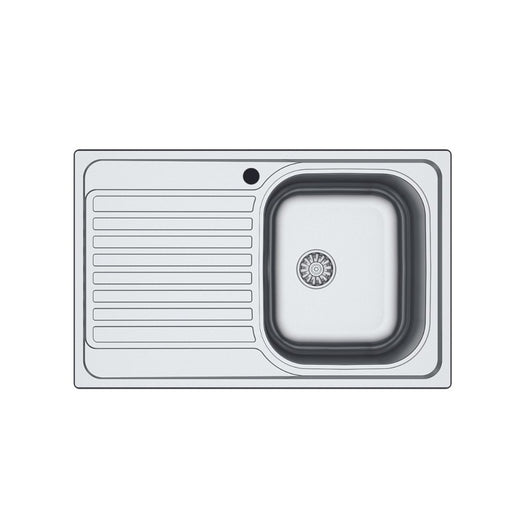 Lavello incasso cucina acciaio 79x50 cm una vasca e gocciolatoio sinistro Classic 273SX