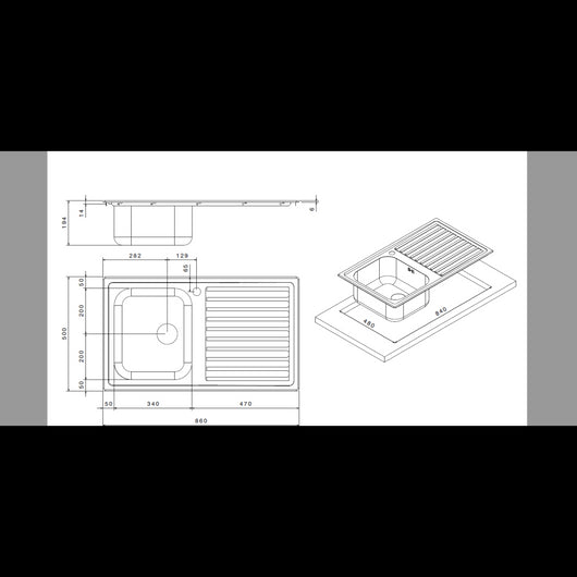 Lavello incasso cucina acciaio 86x50 cm una vasca e gocciolatoio sinistro SAXT331A