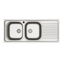 Lavello incasso cucina MP1162DX acciaio116x50 cm due vasche e gocciolatoio destro