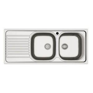 Lavello incasso cucina MP1162SX acciaio116x50 cm due vasche e gocciolatoio sinistro