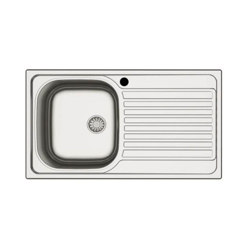 Lavello incasso cucina MP861VDX acciaio 86x50 cm una vasca e gocciolatoio destro
