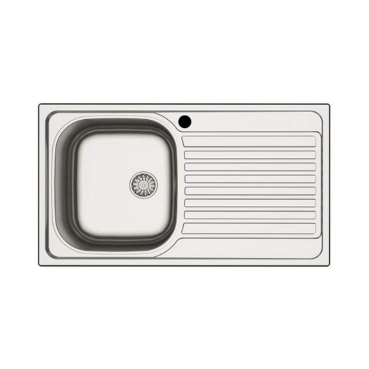 Lavello incasso cucina MP861VDX acciaio 86x50 cm una vasca e gocciolatoio destro