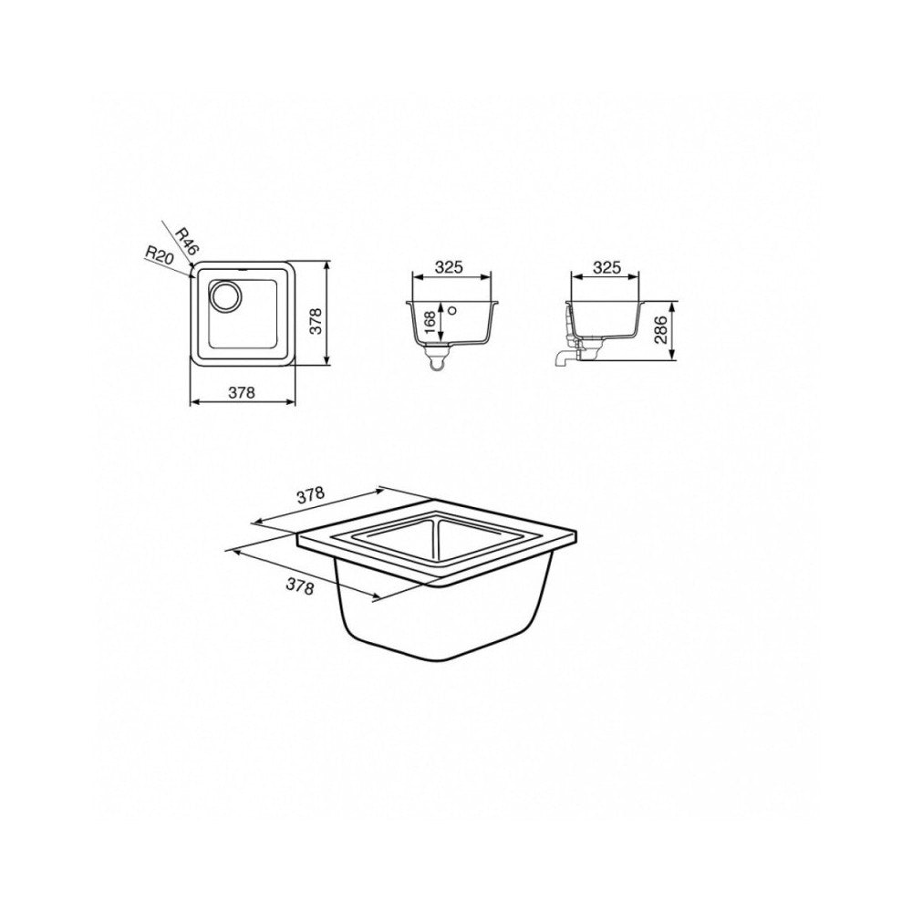Lavello incasso monovasca sottotop 38x38 Smeg VST38AL colore alluminio