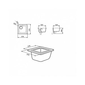 Lavello incasso monovasca sottotop 38x38 Smeg VST38AL colore alluminio