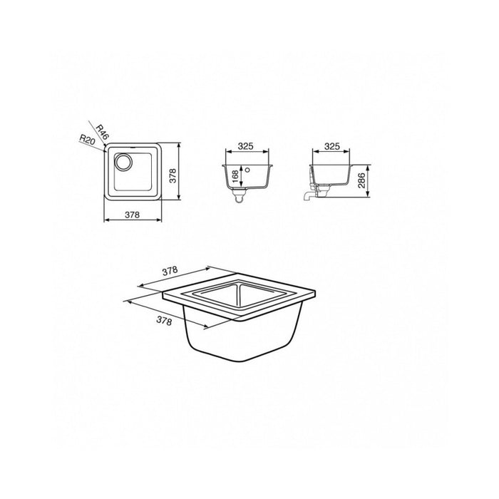 Lavello incasso monovasca sottotop 38x38 Smeg VST38T colore titanio