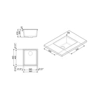 Lavello incasso monovasca sottotop 38x44 Smeg VZUM40AV2 avena