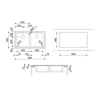 Lavello Smeg LP8622 inox 2 vasche 86x50 cm