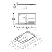 Lavello Smeg LZ791AL 1 vasca con gocciolatoio reversibile 79x50 cm. alluminio
