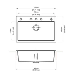 Lavello una vasca nero Waltz 78x51