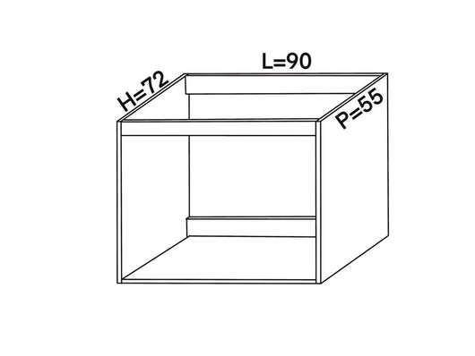 Base per lavello d’appoggio spedizione in kit Lunghezza 90 Profondità 55 Altezza 72 esclusi piedini Altezza piedini 10 cm in colore noce
