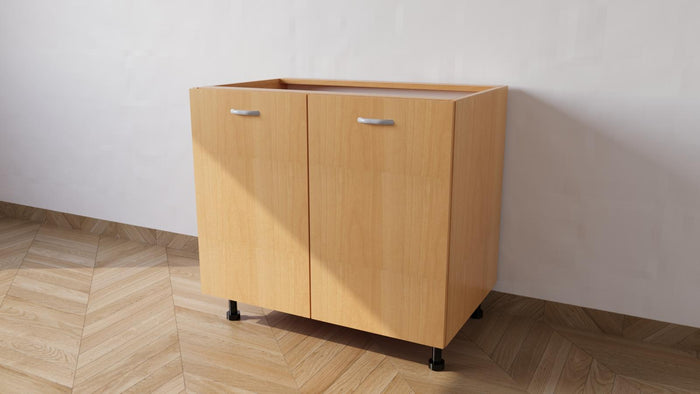 Base per lavello d’appoggio completa di 2 ante spedizione in kit Lunghezza 80 Profondità 55 Altezza 72 esclusi piedini Altezza piedini 10 cm in colore faggio