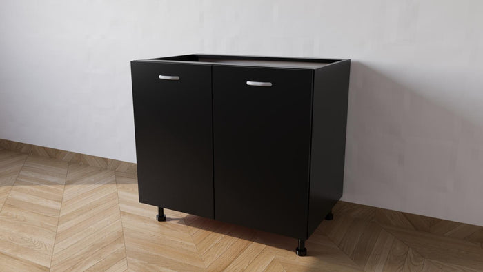 Mobile Base Da 90 Compresa Di 2 Ante .Spedizione In Kit H 72 Cm L 90 Cm P 55,5 Cm colore Nero