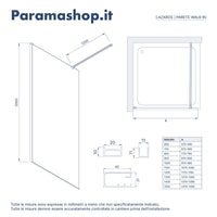 Parete doccia walk-in 130 cm 8mm trasparente anticalcare h200 | Lazaros