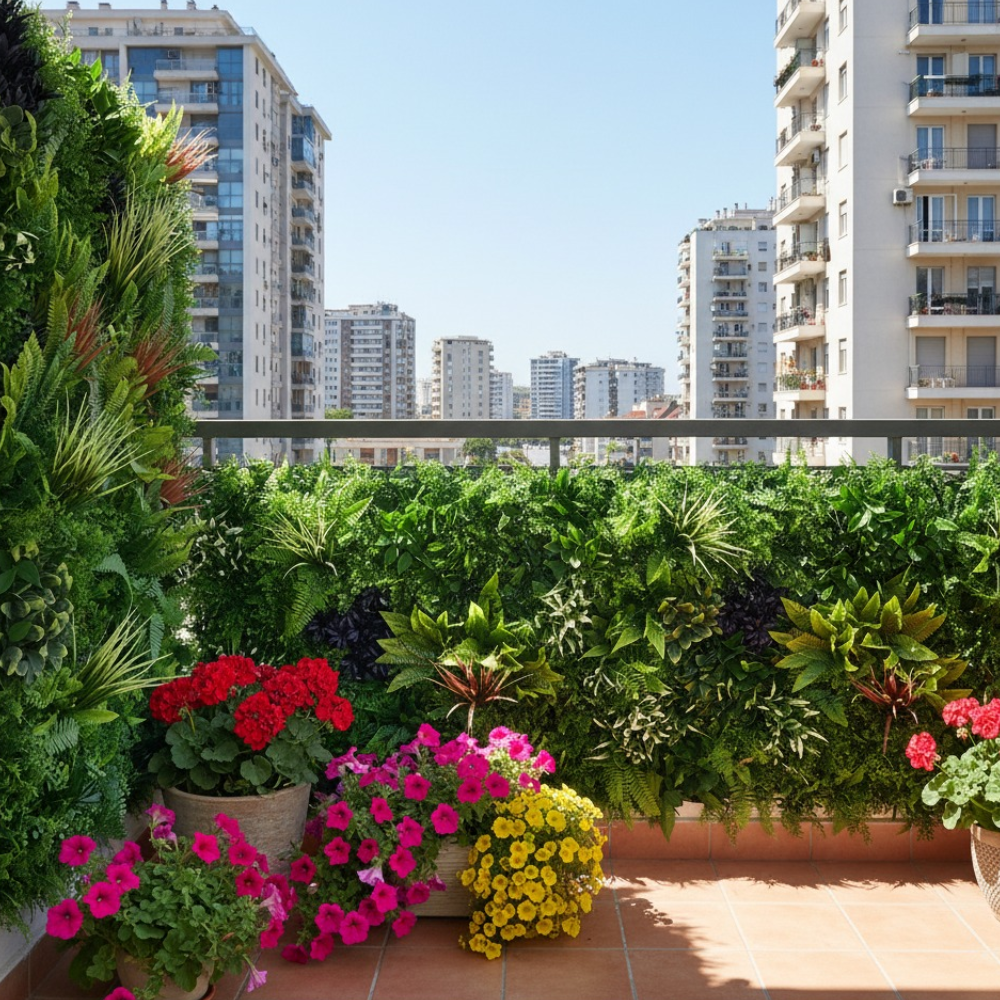 Pannello decorativo siepe artificiale interni esterni 100 x 100 x h5 cm kenya