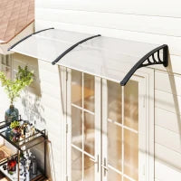 Pensilina Tettoia da Esterno 195x75cm, Tettoia per Esterno in Policarbonato e Alluminio, per Balcone Finestre e Porte, Trasparente