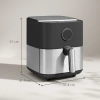 Friggitrice ad Aria da 8L, Air Fryer 1700W con 8 Programmi e Circolazione Aria Calda a 360°, Display LED, Nero
