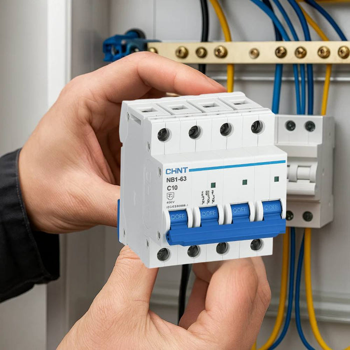 Interruttore magnetotermico 4p 6ka curva c chint serie nb1-63 da quadro din *** ampere 10 ampere, confezione 1