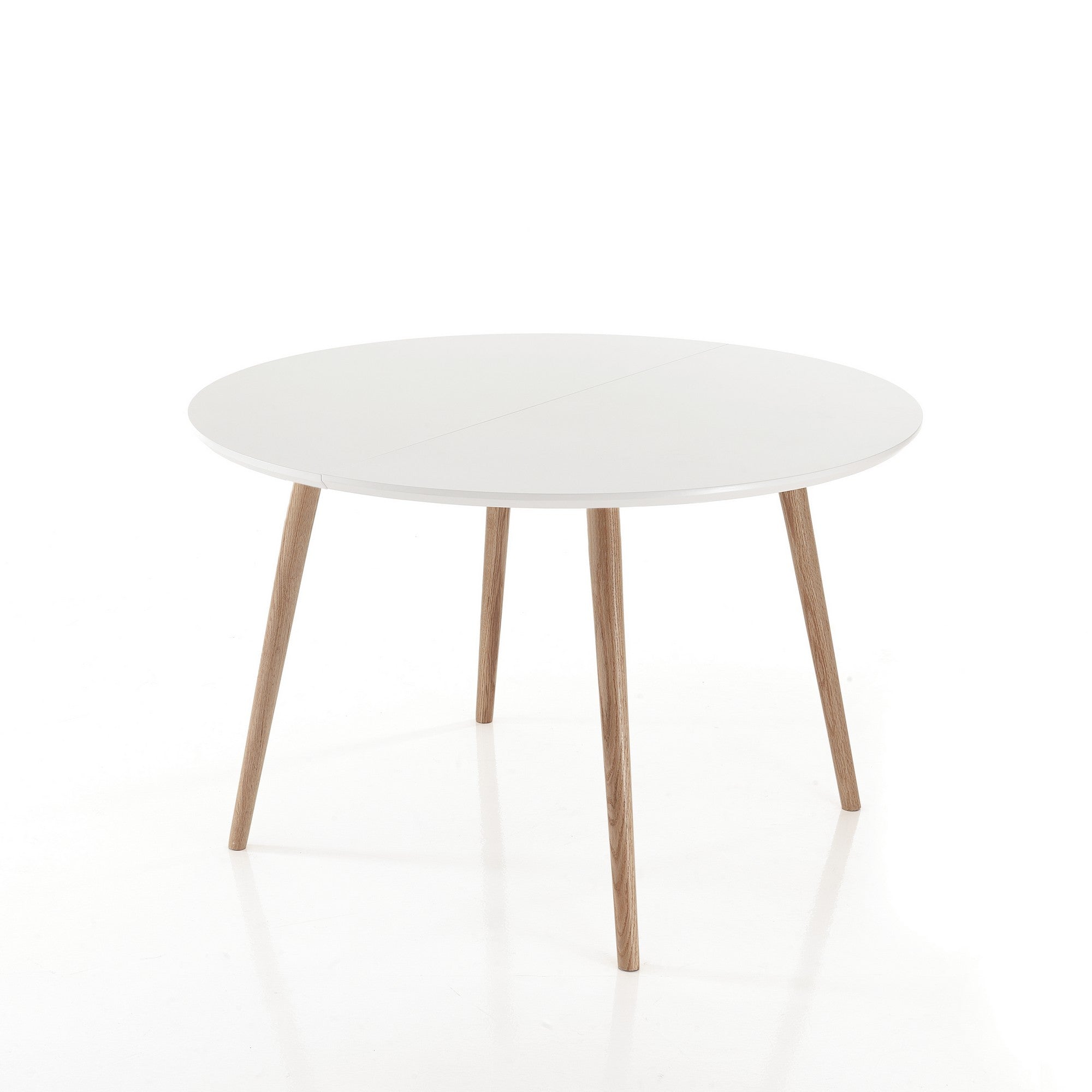 Tavolo rotondo allungabile effetto legno laccato bianco cm H75 x Ø120