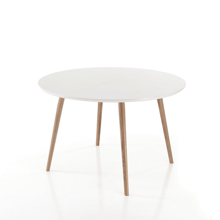 Tavolo rotondo allungabile effetto legno laccato bianco cm H75 x Ø120