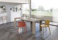 E-STYLO Consolle allungabile con top tortora in MDF laccato antigraffio e gambe tortora in MDF laccato antigraffio, 90cm X 42,5/302,5cm H. 76cm.