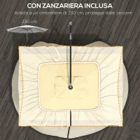 Zanzariera per Ombrellone 3x2.3 m Regolabile a Rete Fitta con Apertura a Cerniera, Beige