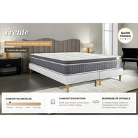 Pacchetto letto completo - Materasso 160x200cm + Box spring con doghe (kit) + 2 cuscini + Piumino - Trente