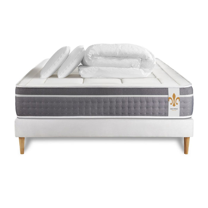 Pacchetto letto completo - Materasso 160x200cm + Box spring con doghe (kit) + 2 cuscini + Piumino - Trente