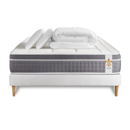 Pacchetto letto completo - Materasso 200x200cm + Box spring con doghe (kit) + 2 cuscini + Piumino - Trente