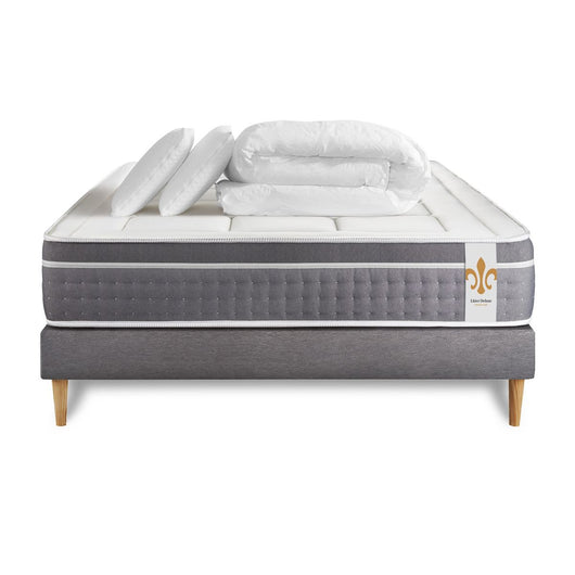 Pacchetto letto completo - Materasso 140x200cm + Box spring con doghe (kit) + 2 cuscini + Piumino - Trente