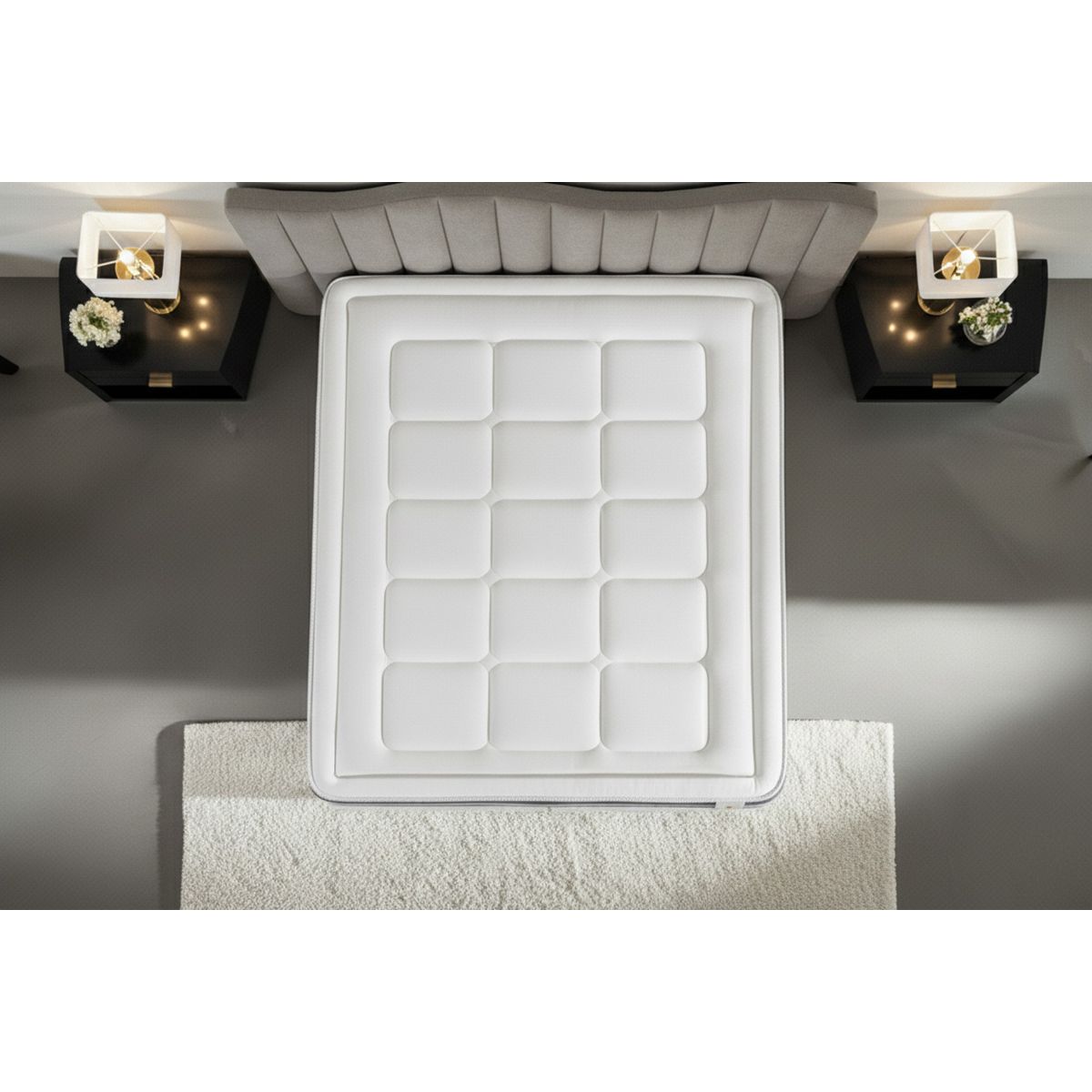 Pacchetto letto completo - Materasso 180x200cm + Box spring con doghe (kit) + 2 cuscini + Piumino - Trente