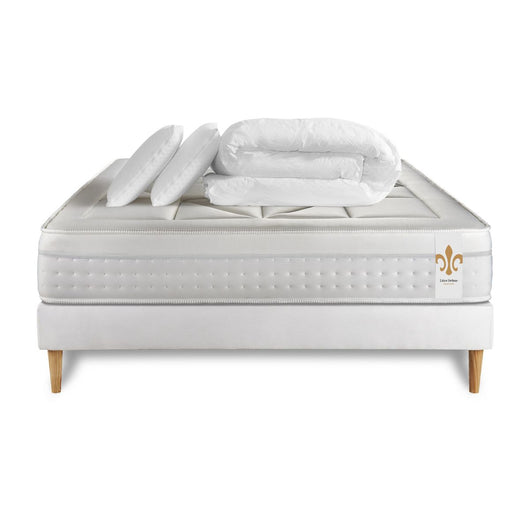 Pacchetto letto completo - Materasso 200x200cm + Box spring con doghe (kit) + 2 cuscini + Piumino - Vingt-Huit