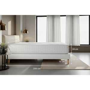 Pacchetto letto completo - Materasso 200x200cm + Box spring con doghe (kit) + 2 cuscini + Piumino - Vingt-Quatre