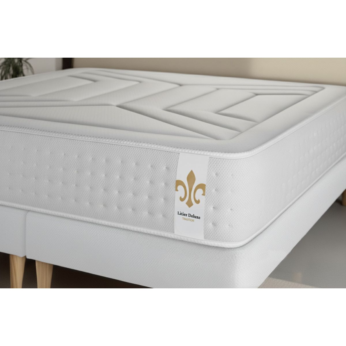 Pacchetto letto completo - Materasso 180x200cm + Box spring con doghe (kit) + 2 cuscini + Piumino - Vingt-Quatre