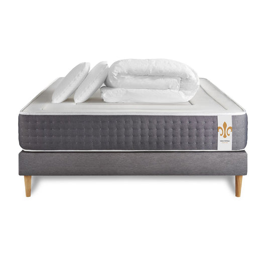 Pacchetto letto completo - Materasso 140x190cm + Box spring con doghe (kit) + 2 cuscini + Piumino - Vingt-Six