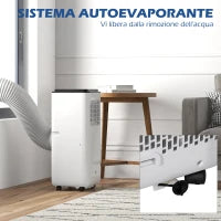 Condizionatore Portatile 750W con 5 Modalità e 2 Velocità, in Plastica e Acciaio, 33x28x70.4 cm, Bianco