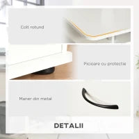 Scrivania per PC con Ripiano per Tastiera e per Monitor e 2 Cassetti, 120x55x85 cm, Bianca